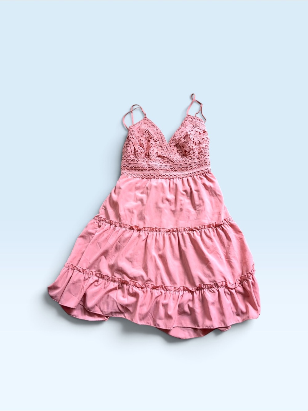 Ecowish Women’s Pink Lace-Top v neck mini dress Sz L